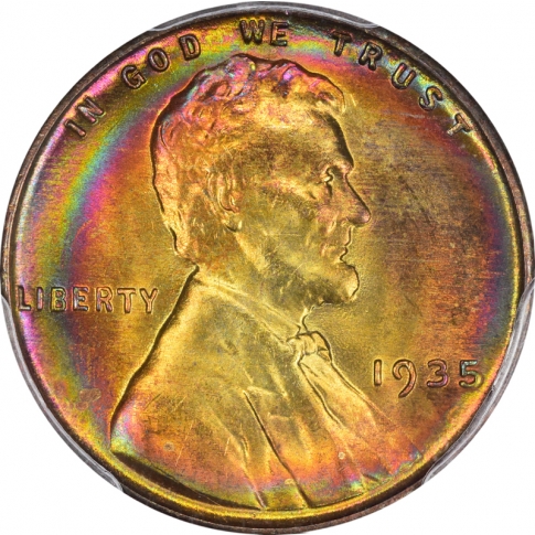 1935 1C Lincoln Cent - Type 1 Wheat Reverse PCGS MS65RB