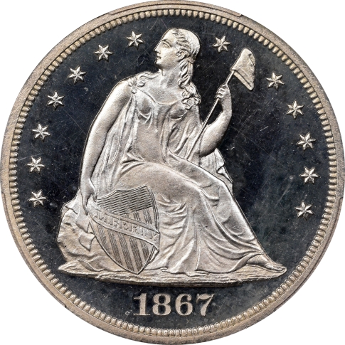 1867 $1 Liberty Seated Dollar PCGS PR65+CAM