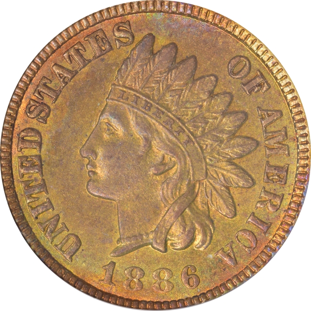 1886 1C Variety 1 Indian Cent - Type 3 Bronze PCGS MS64BN