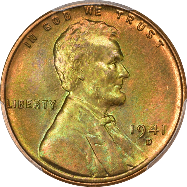 1941-D 1C Lincoln Cent - Type 1 Wheat Reverse PCGS CAC MS64RB