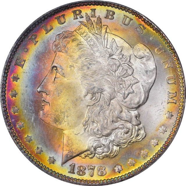 1878 7TF $1 7TF, Reverse of 1878 Morgan Dollar PCGS MS65
