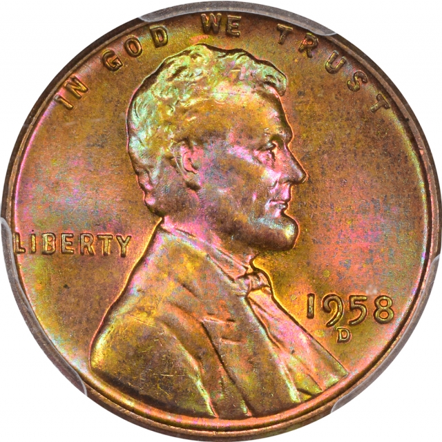 1958-D 1C Lincoln Cent - Type 1 Wheat Reverse PCGS MS66RB