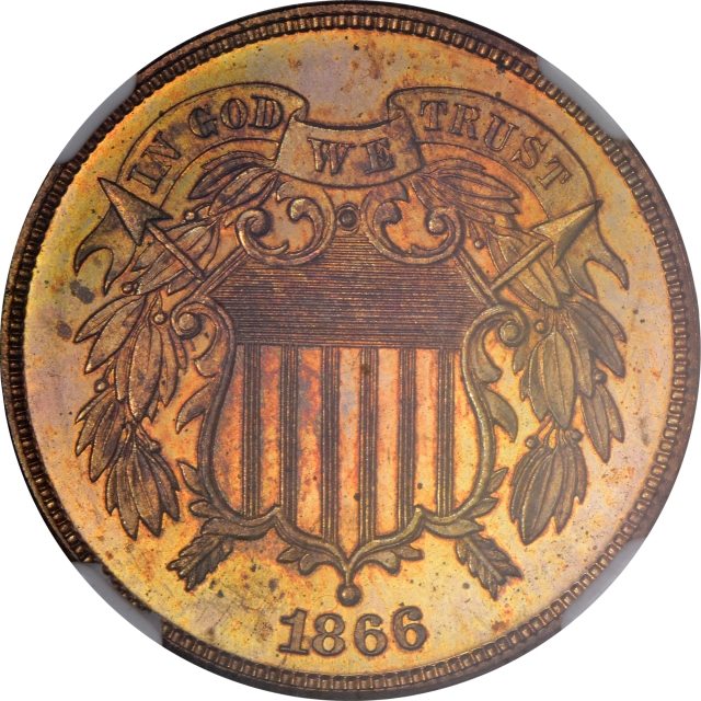 1866 Two Cent Piece 2C NGC PR66RD CAM