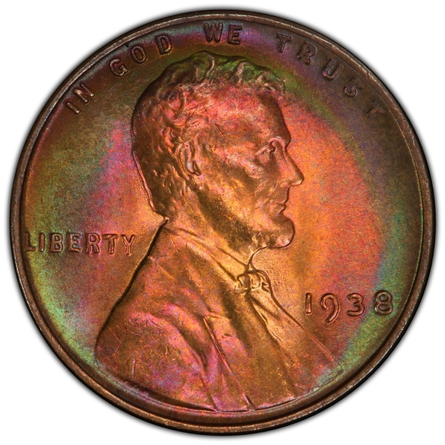 1938 1C Lincoln Cent - Type 1 Wheat Reverse PCGS MS66RB