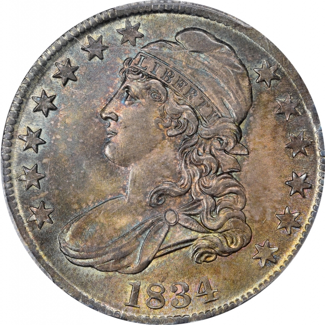 1834 50C Large Date, Large Letters Capped Bust Half Dollar PCGS MS65