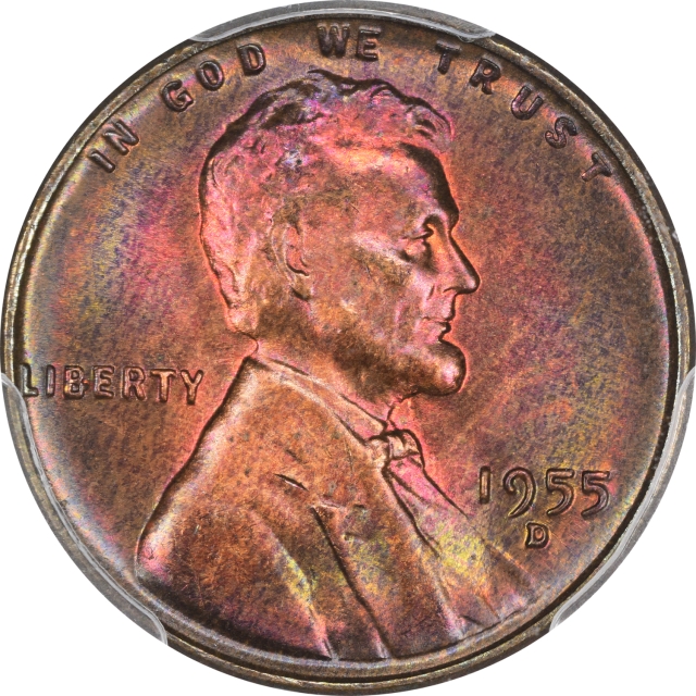 1955-D 1C Lincoln Cent - Type 1 Wheat Reverse PCGS MS66RB