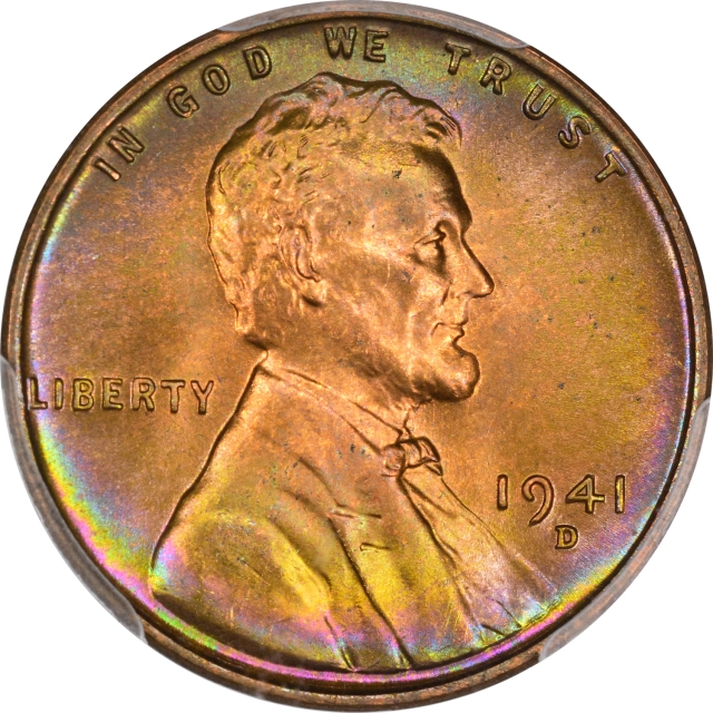 1941-D 1C Lincoln Cent - Type 1 Wheat Reverse PCGS MS67RB (CAC)