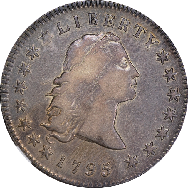1795 3 LEAVES Flowing Hair Dollar BB-27,B-5 S$1 NGC VF30