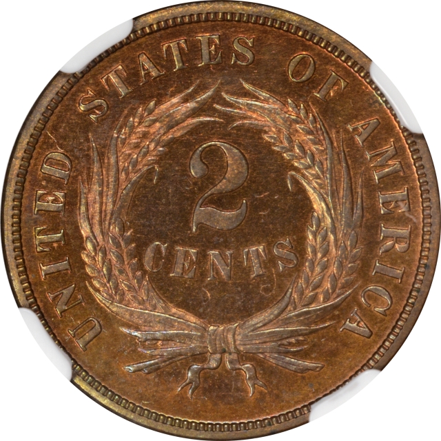 1869 Two Cent Piece 2C NGC PR65RBC