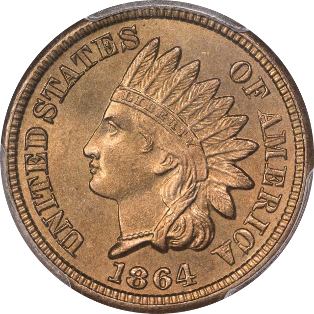 1864 1C Copper-Nickel Indian Cent - Type 2 Copper-Nickel PCGS MS65+ (CAC)