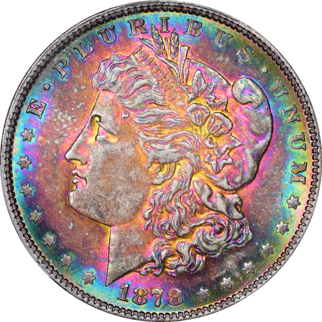 1878 7TF $1 7TF, Reverse of 1878 Morgan Dollar PCGS MS62 (CAC)