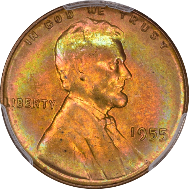 1955 1C Lincoln Cent - Type 1 Wheat Reverse PCGS MS64RB