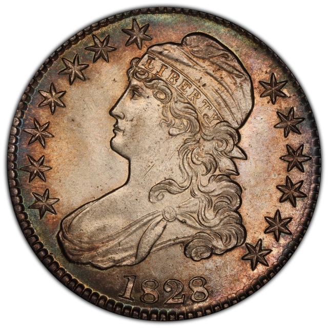 1828 50C Square 2, Small 8, Small Letters Capped Bust Half Dollar PCGS MS63