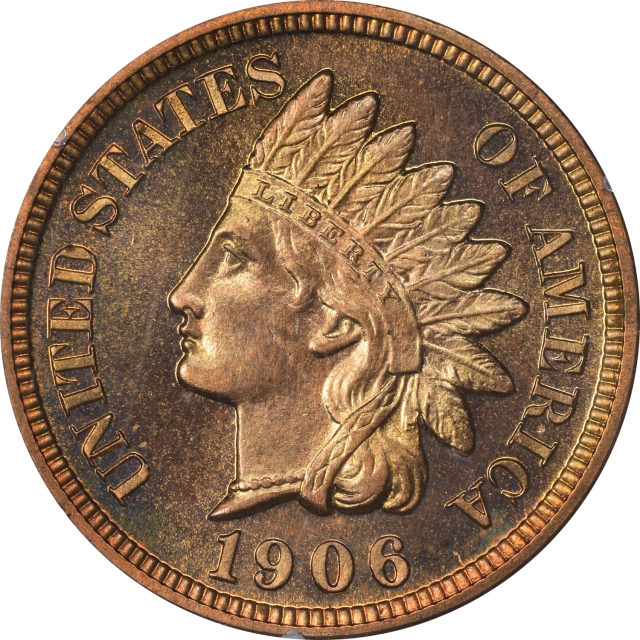 1906 1C Indian Cent - Type 3 Bronze PCGS (CAC) PR65RD