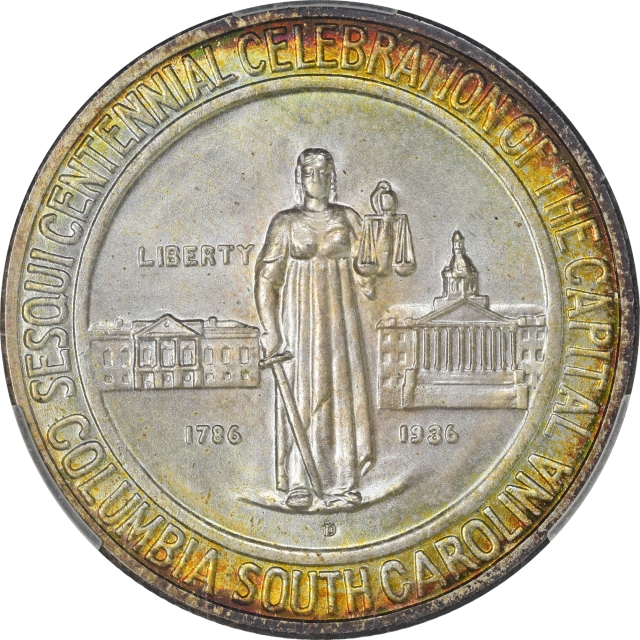 COLUMBIA 1936-D 50C Silver Commemorative CACG MS68