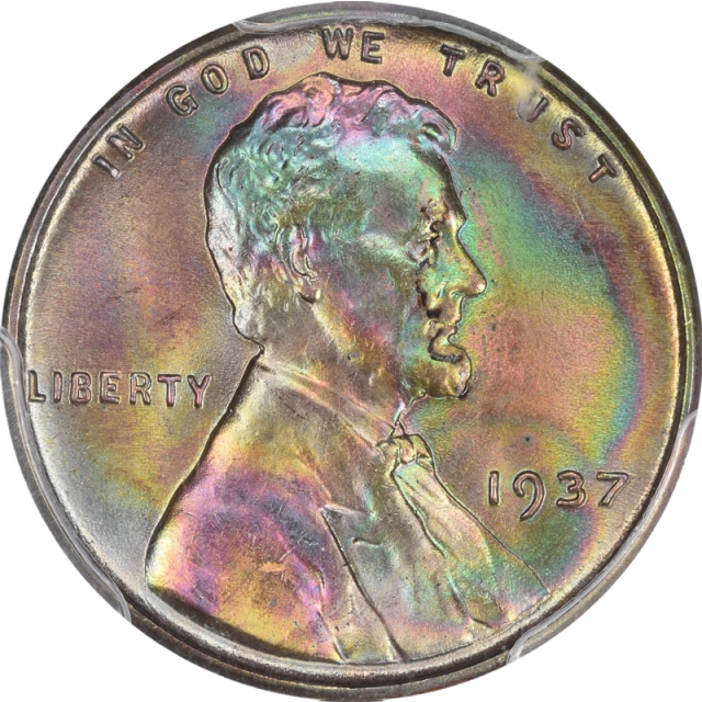 1937 1C Lincoln Cent - Type 1 Wheat Reverse PCGS MS65RB (CAC)