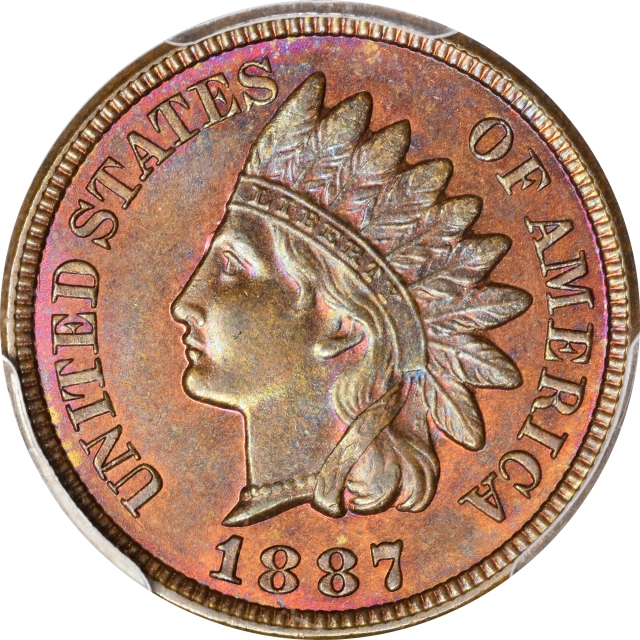 1887 1C Indian Cent - Type 3 Bronze PCGS MS64RB (CAC)