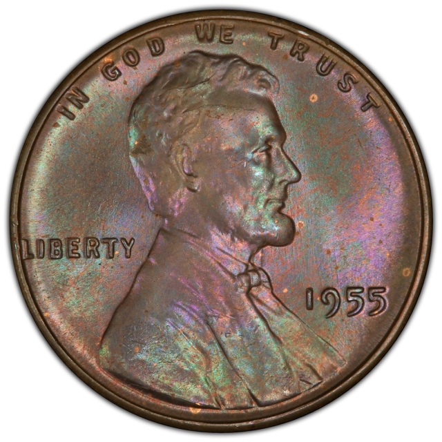 1955 1C Lincoln Cent - Type 1 Wheat Reverse PCGS MS65RB