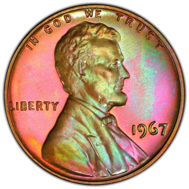 1967 1C SMS Lincoln Cent (Modern) - Type 3 Memorial Reverse (Copper) PCGS SP67RB