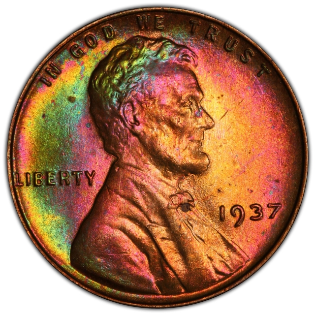 1937 1C Lincoln Cent - Type 1 Wheat Reverse PCGS MS64RB