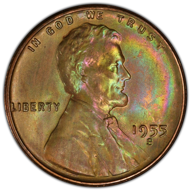 1955-S 1C Lincoln Cent - Type 1 Wheat Reverse PCGS MS64BN
