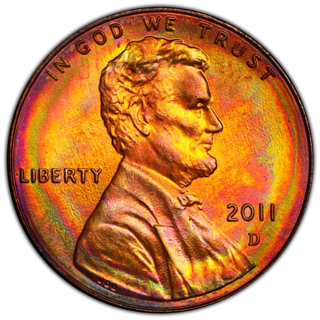 2011-D 1C Shield Lincoln Cent (Modern) - Type 6 Shield Reverse PCGS MS66RB
