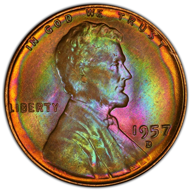 1957-D 1C Lincoln Cent - Type 1 Wheat Reverse PCGS MS67RB
