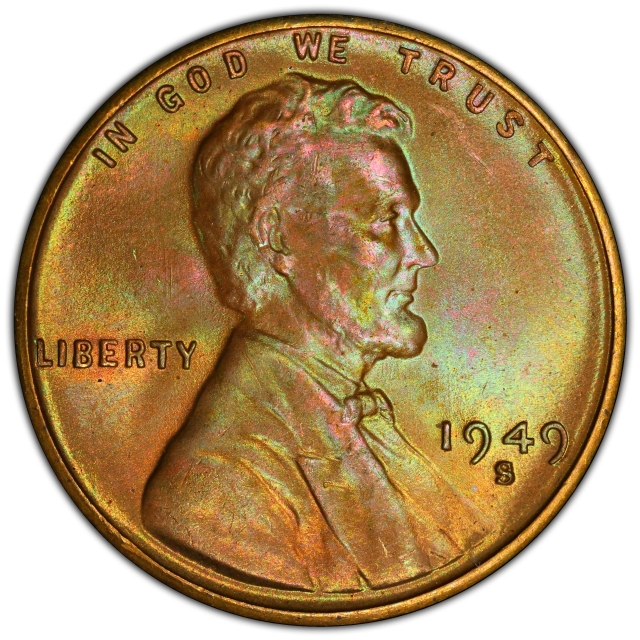 1949-S 1C Lincoln Cent - Type 1 Wheat Reverse PCGS MS65BN (CAC)