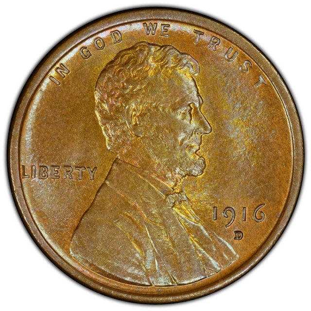 1916-D 1C Lincoln Cent - Type 1 Wheat Reverse PCGS MS65BN
