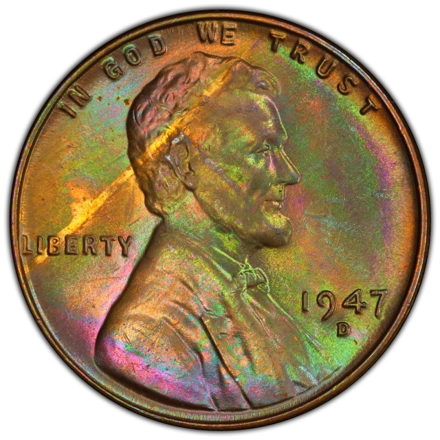 1947-D 1C Lincoln Cent - Type 1 Wheat Reverse PCGS MS66RB