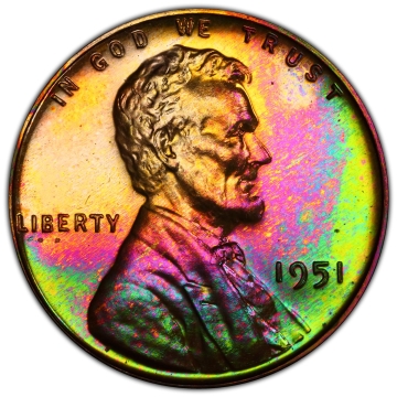 1951 1C Lincoln Cent - Type 1 Wheat Reverse PCGS PR66RB